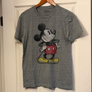 Disney Gray Mickey Mouse Short Sleeve Tee with Red & Yellow Accents